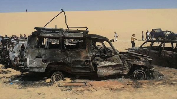 The Egyptian military bombed the tourists as they were having a picnic in the desert.