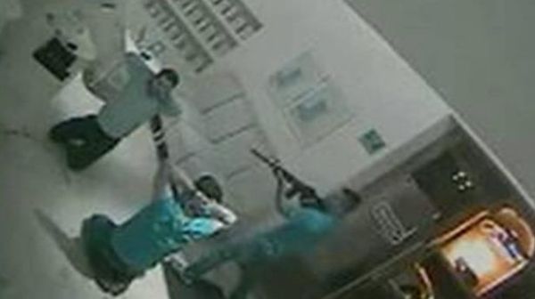 Leaked CCTV footage shows the moment cartel gunmen burst into the restaurant.